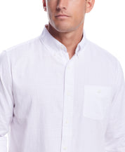 Long Sleeve Solid Cotton Twill Shirt In White