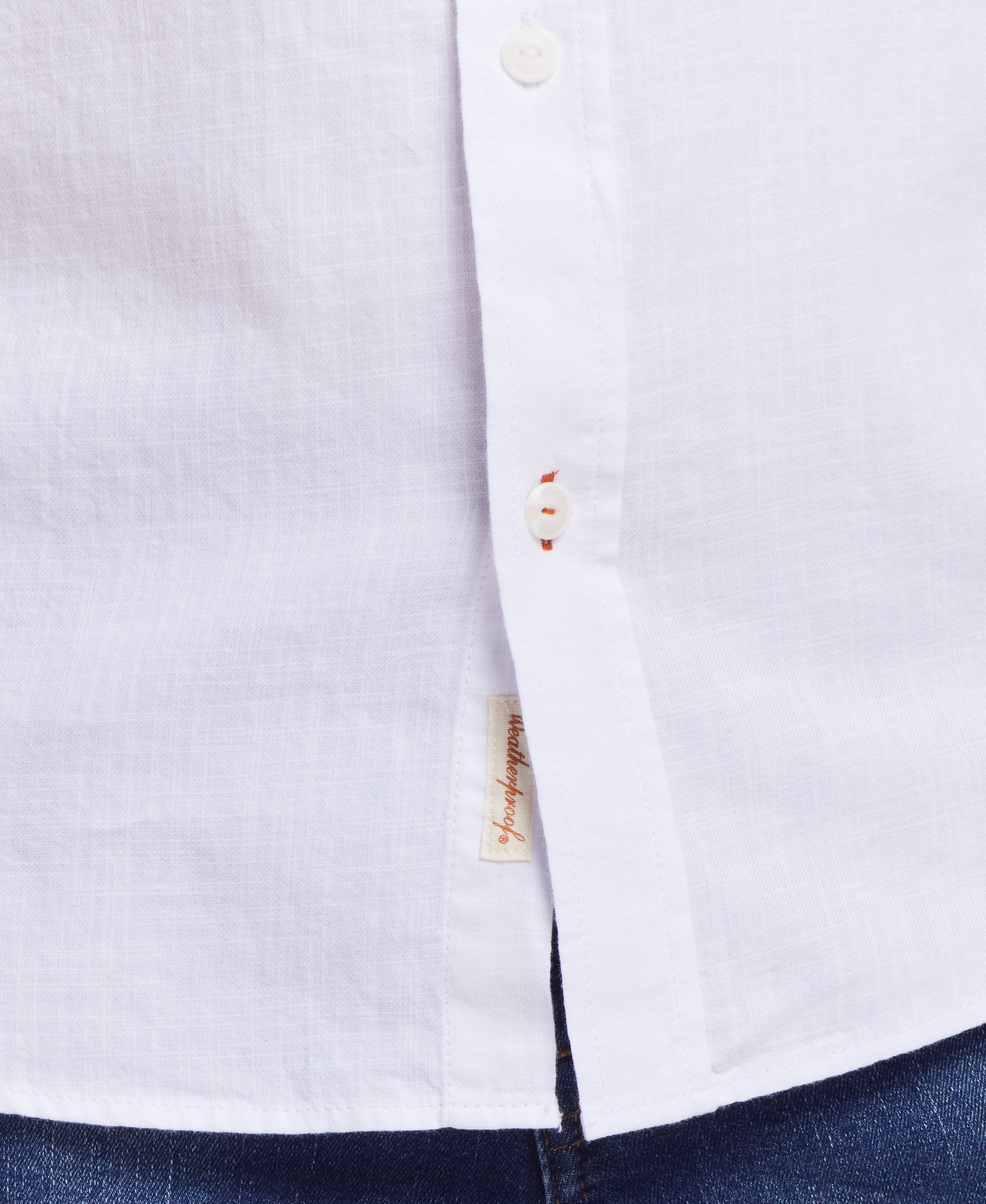 Long Sleeve Solid Cotton Twill Shirt In White