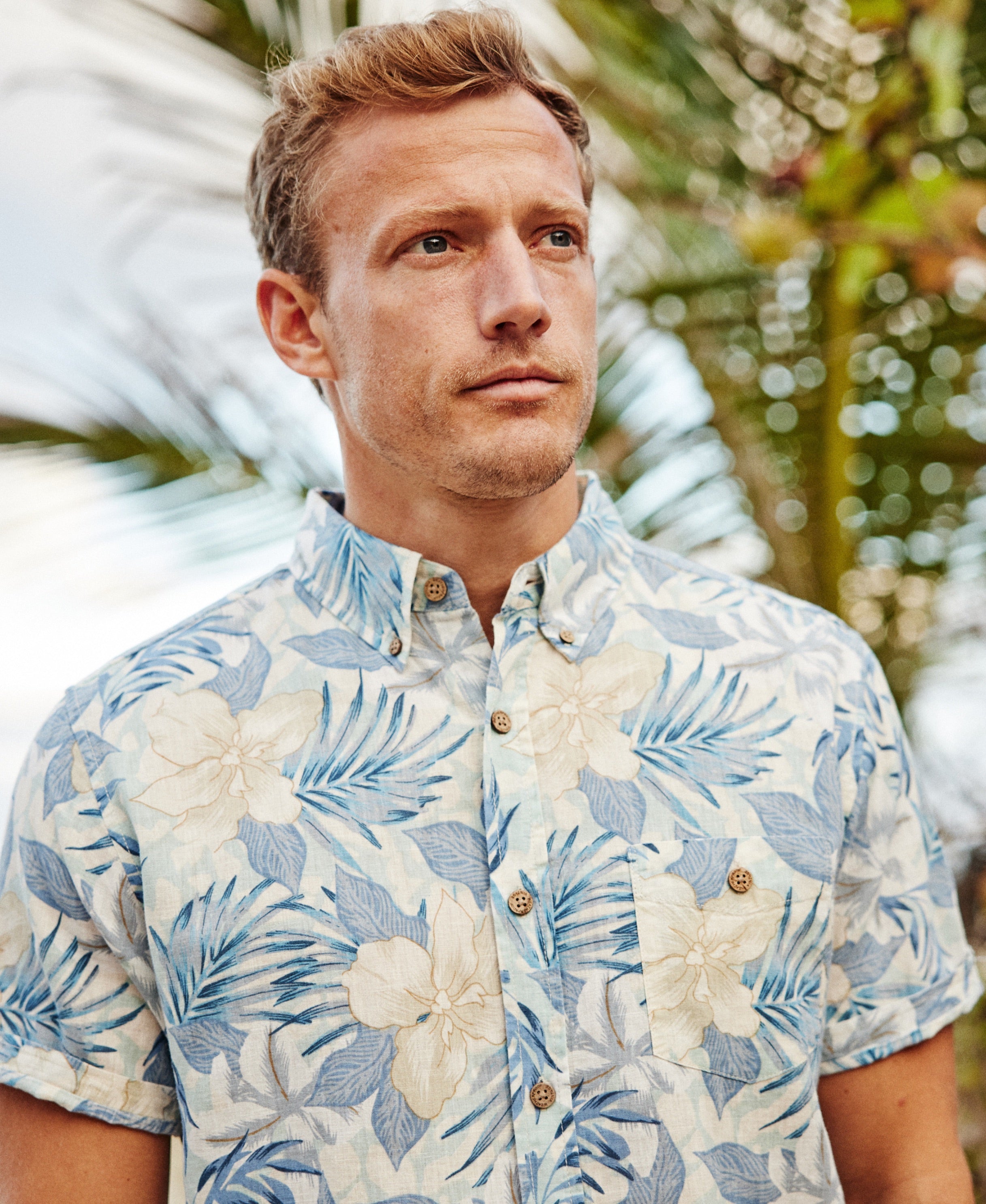 Short Sleeve Floral Shirt In Dusty Blue – Weatherproof® Vintage