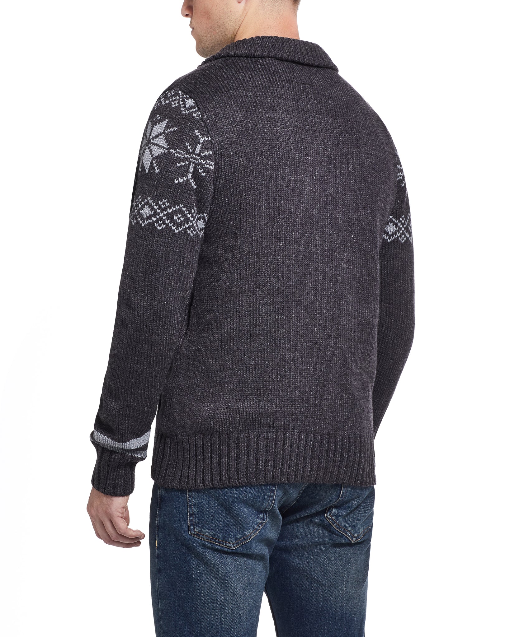 Snowflake Cardigan Sweater In Charcoal Heather – Weatherproof® Vintage