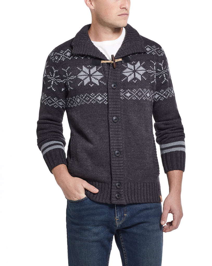 Snowflake Cardigan Sweater in Charcoal Heather – Weatherproof® Vintage