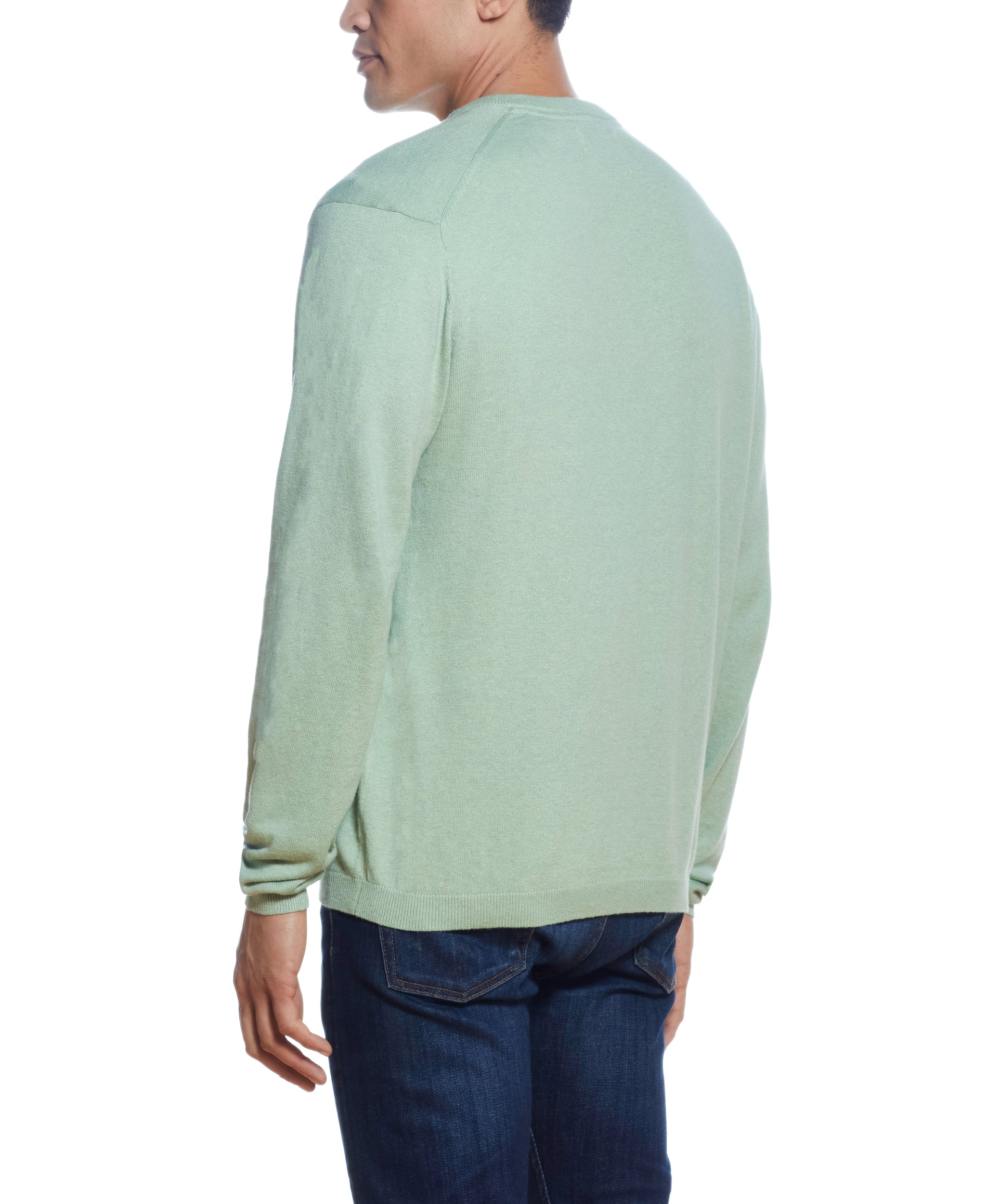 Cotton Cashmere V Neck Sweater in Light Olive – Weatherproof